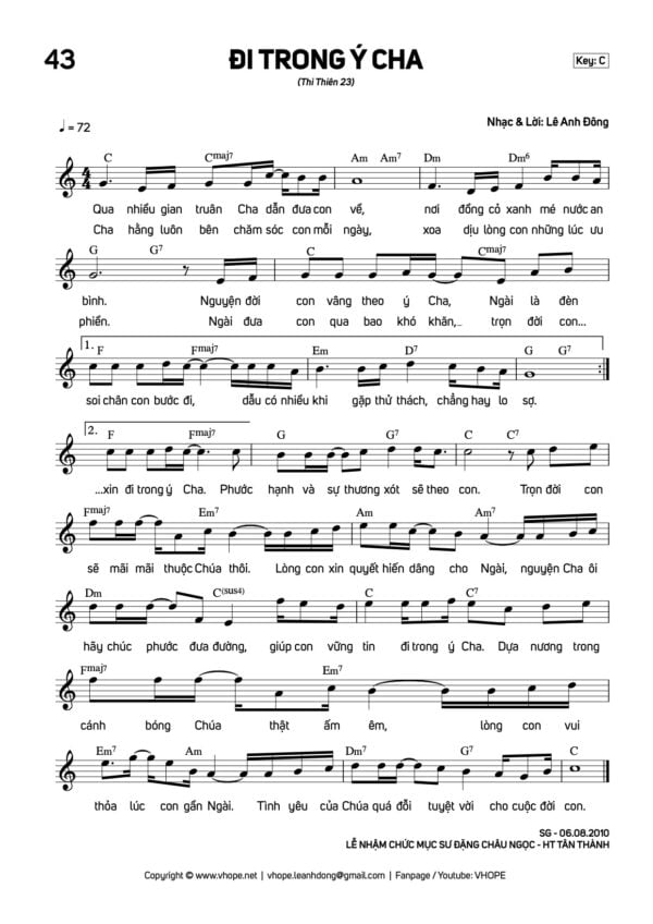 Sheet Đi Trong Ý Cha