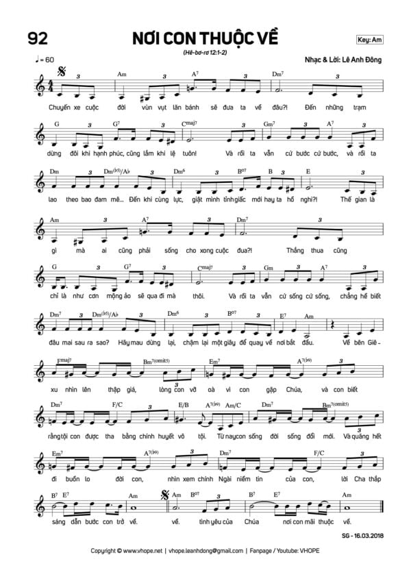 Sheet Nơi Con Thuộc Về