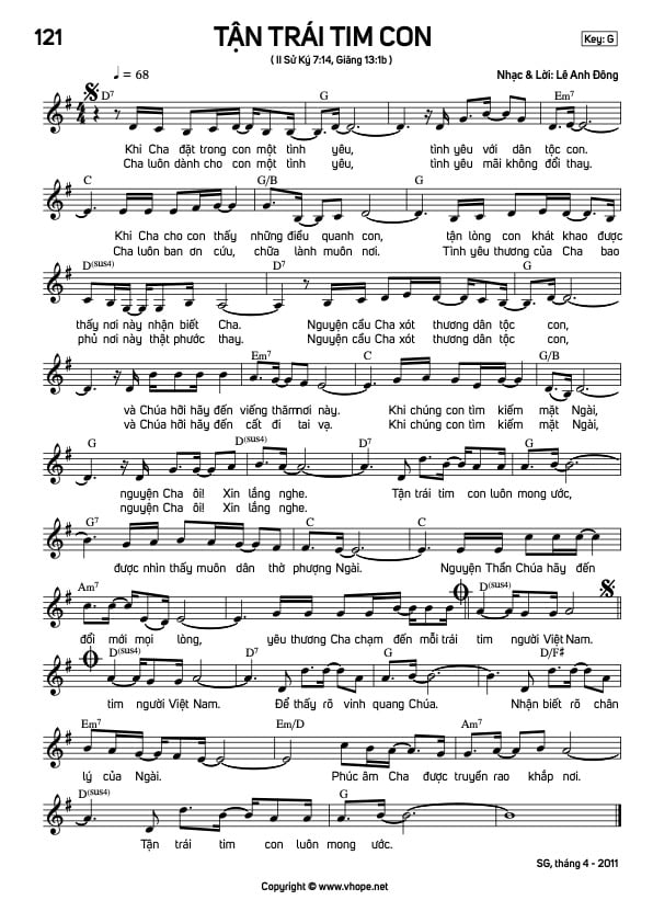 Sheet Tận Trái Tim Con