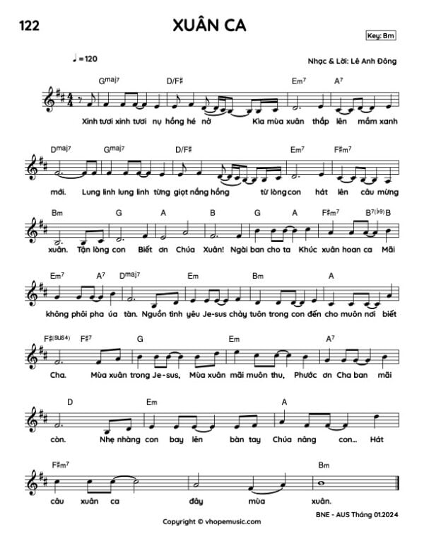 Sheet Xuân Ca