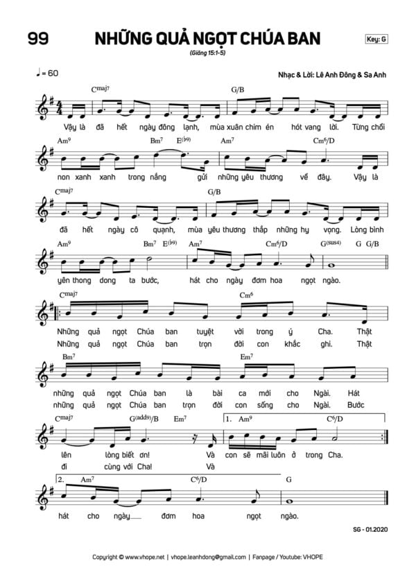 Sheet Những Quả Ngọt Chúa Ban